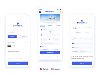 Flight booking app adobe xd adobexd appdesign appdesigner blue blue and white booking country designs flight app flight booking mobile app mobile app design mobile design mobile ui popular simple design travel app travelling ui