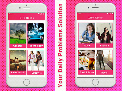 Life Hacks App app design ui