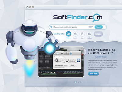 Soft Finder - Software Search Engine character finder redsky robot rzmota search webapp webdesign