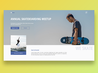 WeSkate - web landing page app branding design event booking graphic design icon illustration logo skateboard skating sports typography ui ux vector visual design web web design web landing page website