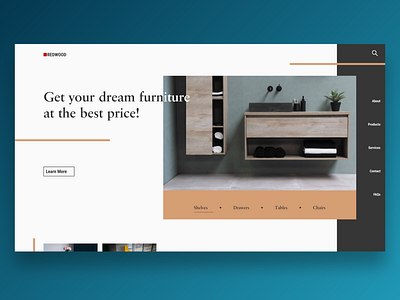 REDWOOD - web landing page app branding design e commerce furniture graphic design icon illustration logo minimal online booking typography ui ux vector visual design web web design web landing page website