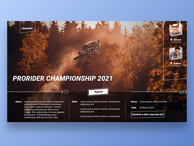 PRORIDER - web landing page app bmx branding design event event booking graphic design icon illustration logo racing typography ui ux vector visual design web web design web landing page website