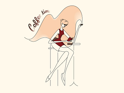 Coffee time ☕ ai animation cafe café coffee coffeeshop design france girl illustration lady red woman