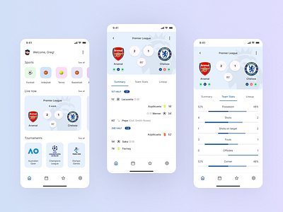 Live Score App UI Design clean figma live score minimal mobile mobile app poland simple ui ui design