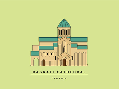 Bagrati Cathedral adobe illustrator architecture art design georgia graphic design illustration minimalism outline poster art posters vector