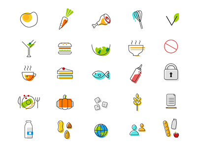 Food Icons design figma food food and drink food app icon icon design illustration ui vector
