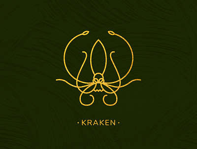 Kraken design gold icon illustration kraken logo nature nautical squid vector