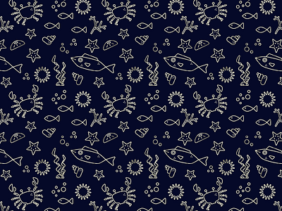 Sea Pattern crab dailyui design fish illustration ocean pattern sea vector