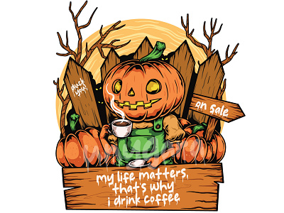 Cute Pumpkin Drink Coffee by Unygara