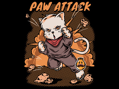 Paw Attack by Unygara apparel cartoon cat character cute design funny illustration kitten kitty logo mascot redbubble sticker teepublic tshirt vector