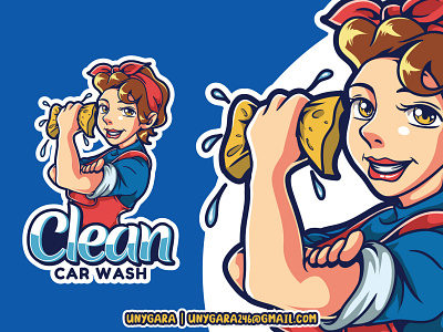 Clean Car Wash Mascot Logo