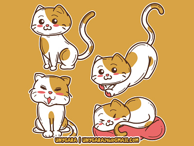 Cute Simple Emoticon Cartoon of Cute Cat baby branding cartoon cat children cute design emoticon funny illustration logo mascot pet set vector