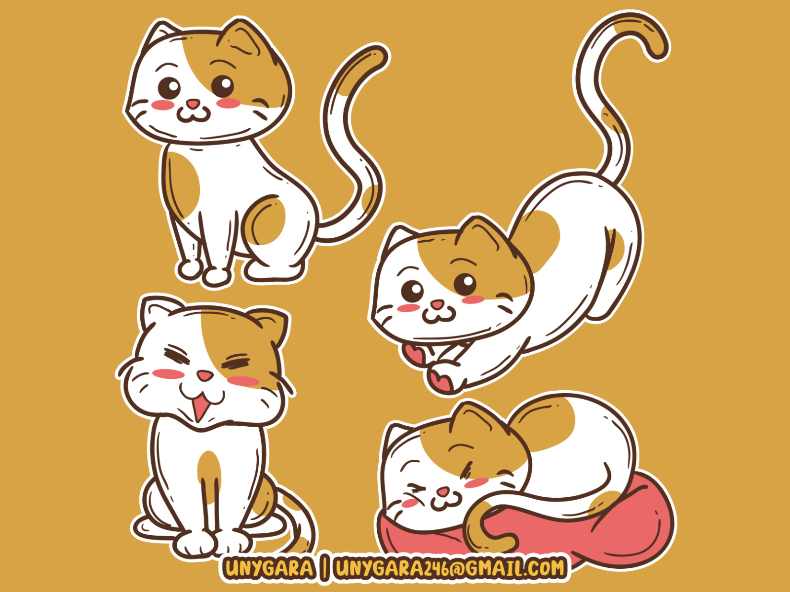 Cute Simple Emoticon Cartoon of Cute Cat by Unygara on Dribbble