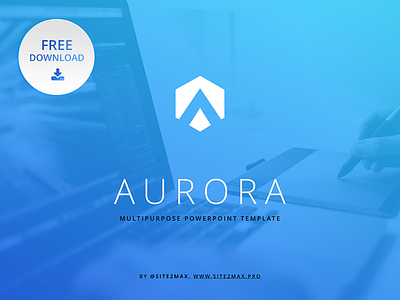 Free PowerPoint template: Aurora (blue) business download free freebies gradient marketing powerpoint ppt pptx presentation report template