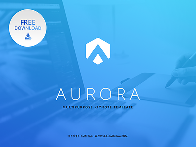 Free Keynote template: Aurora (blue) aurora business download free freebies gradient key keynote marketing presentation report template