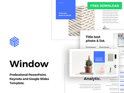 Free PowerPoint Template "Window" business free freebie infographic minimal powerpoint ppt pptx print report slide timeline