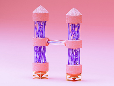 H - 36 Days of Type 07 36daysoftype 3d abstract cinema 4d design goo hard orange pink purple render slime soft tube