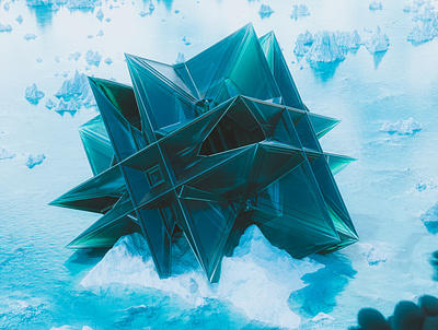 Arctic 3d abstract arctic blue cinema 4d crash cruise cube design frozen ice iceburg render scifi ship snow space weird