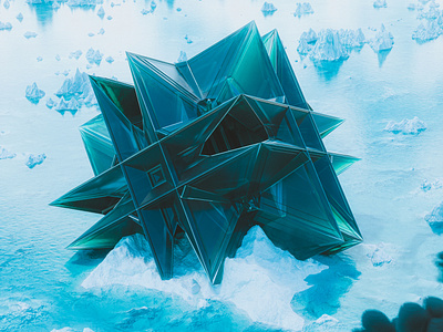 Arctic 3d abstract arctic blue cinema 4d crash cruise cube design frozen ice iceburg render scifi ship snow space weird