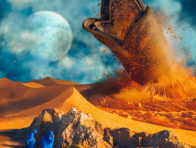 Dune 2020 3d blue book bookcover cinema 4d desert dune dune2020 film moon orange render retro sandworm scifi space