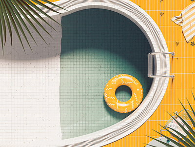 D - 36 Days of Type 08 36daysoftype 36daysoftype08 3d abstract blue cinema 4d colourful inflatable mediterranean orange pool poolart render summer vintage