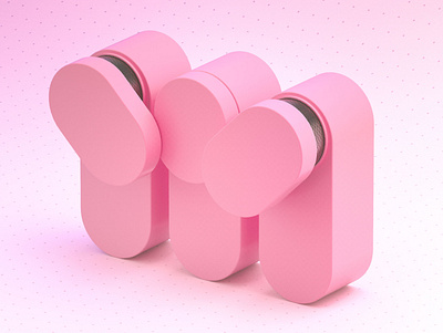 M - 36 Days of Type 08 3d abstract adobe cinema 4d colourful design mechanical pink product productdesign render satisfying smooth