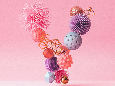 Y 3d abstract colourful design pink render type typography