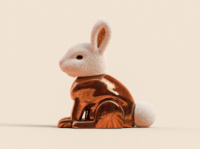 Rabbit 3d abstract adobe animal bronze cinema 4d cute design fur metal rabbit render