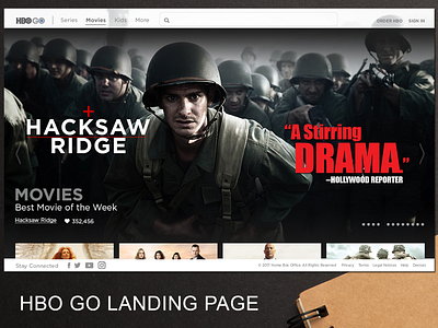 HBO GO landing page ui daily ui challenge dailyui dailyui 003 dailyuichallenge frontpage design hbo hbo go interface design landing page landing page design ui design webdesign website design