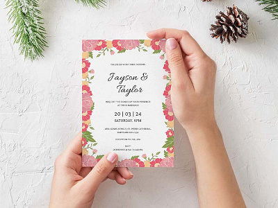 Free Vintage Flower Wedding Invitation Template