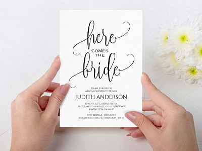 Free Simple Bridal Shower Invitation Template design freebie freebies template wedding wedding invitation wedding invitations wedding invite wedding invites