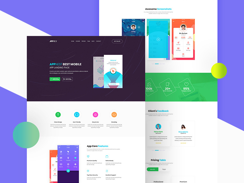 Free Simple App Landing Page Template app landing page landing page free landing page landingpage freebies freebie ui design interface