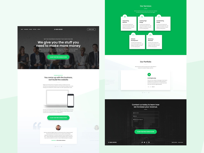 Free Green Website Template free website template website ui uiux interface design freebies freebie