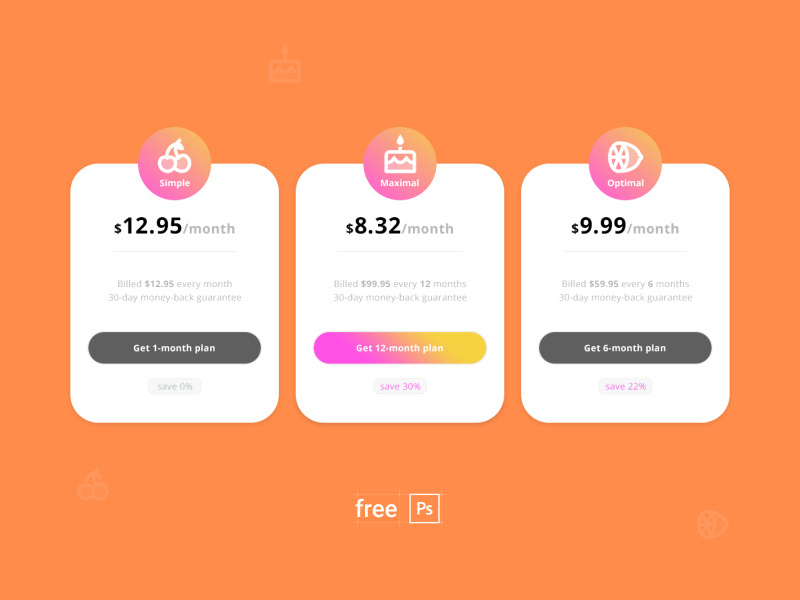 Free Pricing Plan Psd Template free pricing plan pricing plan ui interface design freebies freebie