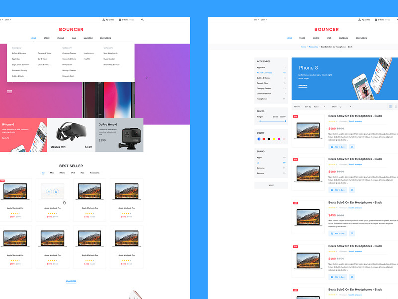 Bouncer Free Ecommerce Ui Kit ecommerce website ui kit ecommerce ux mobile free psd ui interface design freebies freebie