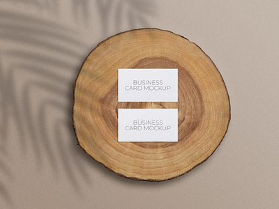 Free Business Cards Mockup on a Wood Slice