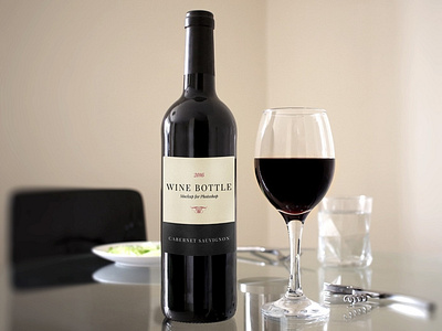 Free Red Wine Bottle Mockup