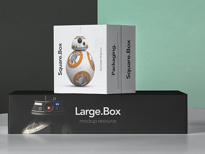 Free Square and Large Box Packaging Mockup