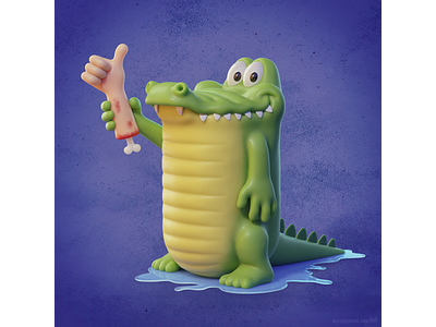 Thumbs up — Cute 3D crocodile cartoon character design alligator b3d blender3d cartoon character crocodile cute designer illustration toy zbrush