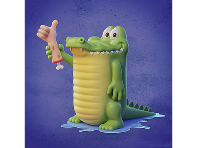 Thumbs up — Cute 3D crocodile cartoon character design