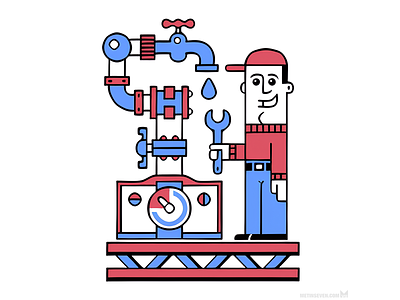 Logo design for a plumbing company 2d character design icon illustratie illustration illustrator logo mechanic meter pipeline plumber problem repair vector water
