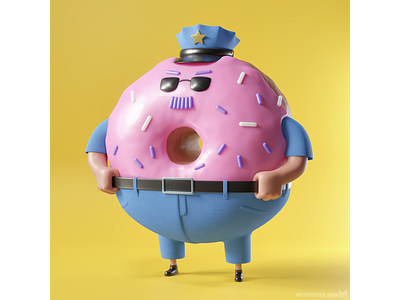 Don't mess with Donut Cop! 😜 b3d blender blender3d caricature cartoon character cop design donut funny humor illustrator officer policeman satire