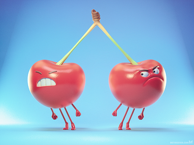 Attached 🍒 3d b3d blender3d characterdesign characters cherries cherry design illustratie illustration illustrator kersen octanerender zbrush