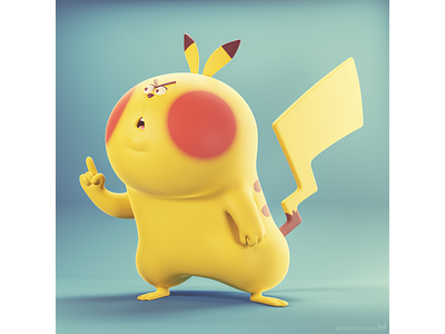 Don't mess with the Pika ☝ 3d b3d blender3d cartoon character design illustration illustrator pikachu pokemon