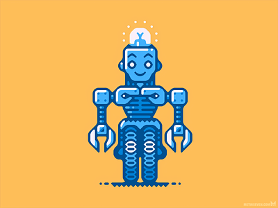 Icon-style vector illustration about robots and AI