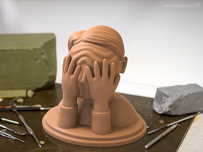 One of those days 3d 3d print art emotion grief metin seven modeling sculpture statue