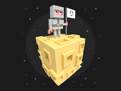 Cubic moon voxel illustration 3d astronaut cubic illustration moon pixelart pixels space voxelart voxels