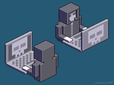 Hacker — isometric pixel illustration