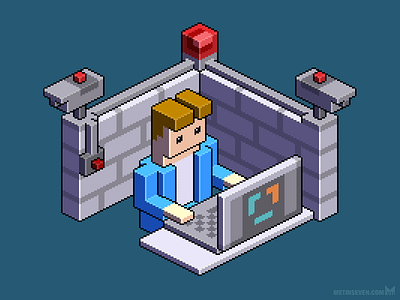 Cyber security — isometric pixel illustration