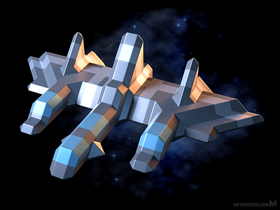 Low-polygon style spacecraft, alternate rendering 3d design game gaming lowpoly lowpolygon sciencefiction scifi space spacecraft spaceship